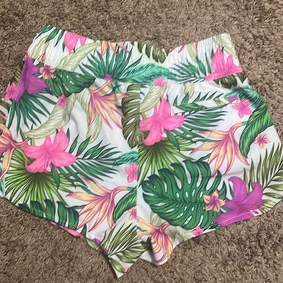 Hurley Women's Tropical Floral Athletic Shorts - Pink and Green - Picture 4 of 6